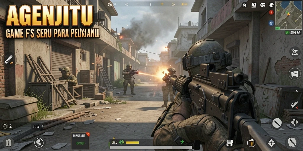 Tampilan gameplay AGENJITU dengan aksi tembak-menembak yang mendebarkan.
