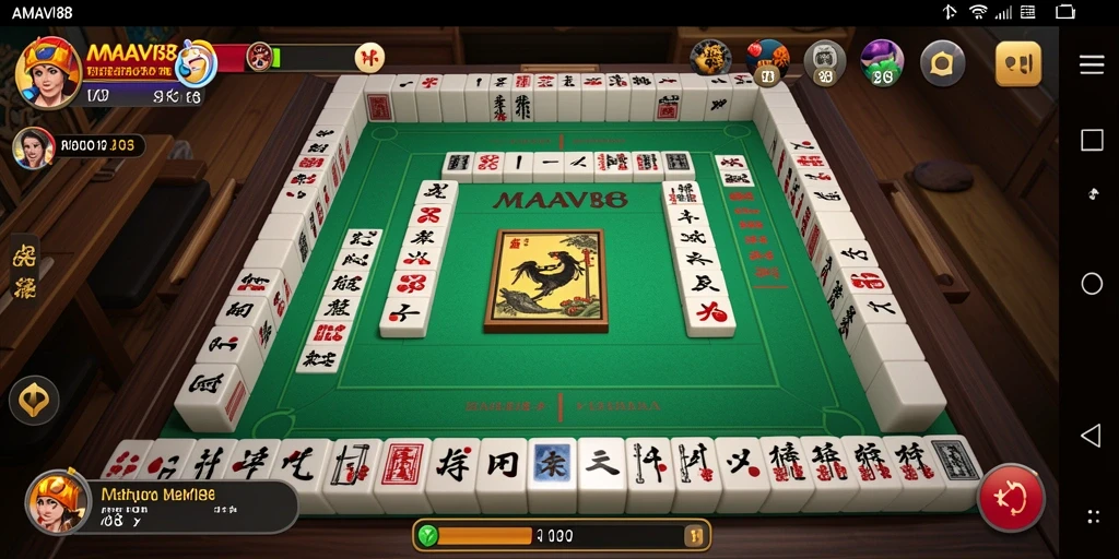 Screenshot gameplay AMAVI88 yang menunjukkan keseruan permainan Mahjong.