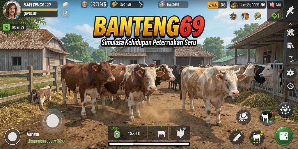 Tampilan gameplay BANTENG69 yang menarik dan realistis dalam simulasi peternakan.