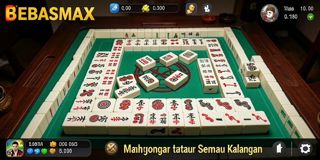 Screenshot BEBASMAX menampilkan antarmuka permainan Mahjong yang menarik.