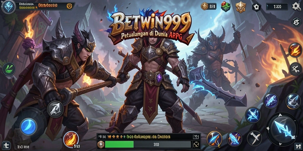 Screenshot menunjukkan gameplay seru dengan pertarungan di dunia fantasi.