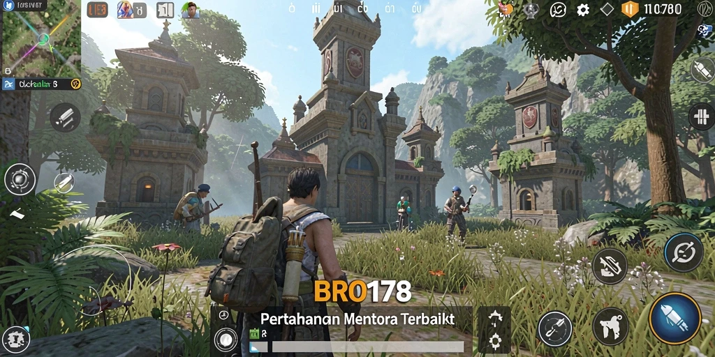 Tampilan menara dan gameplay seru dari BRO178 dalam Tower Defense.