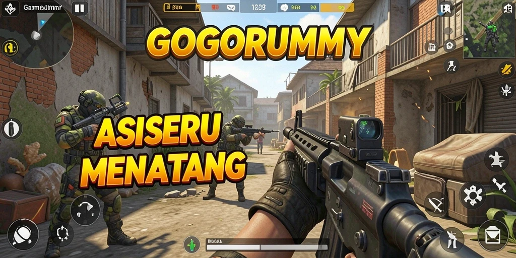 Screenshot GOGORUMMY menunjukkan aksi tembak-menembak yang intens dan seru.