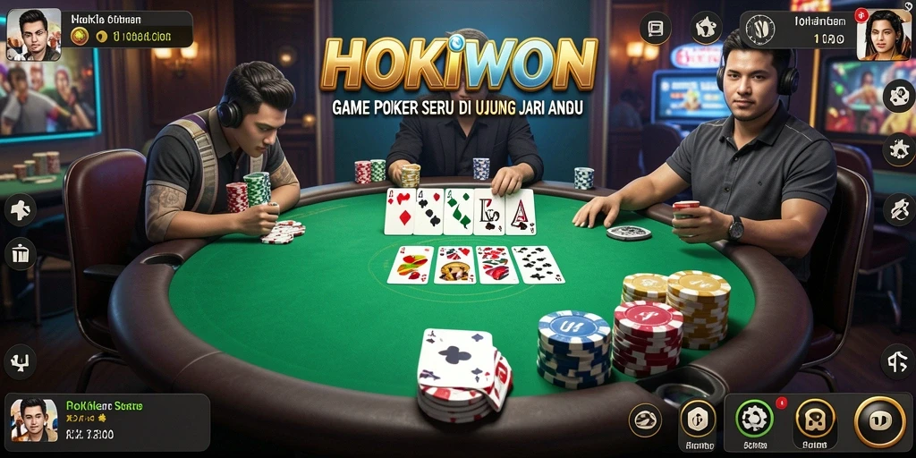 Tampilan gameplay menarik dari HOKIWON yang menampilkan aksi poker.