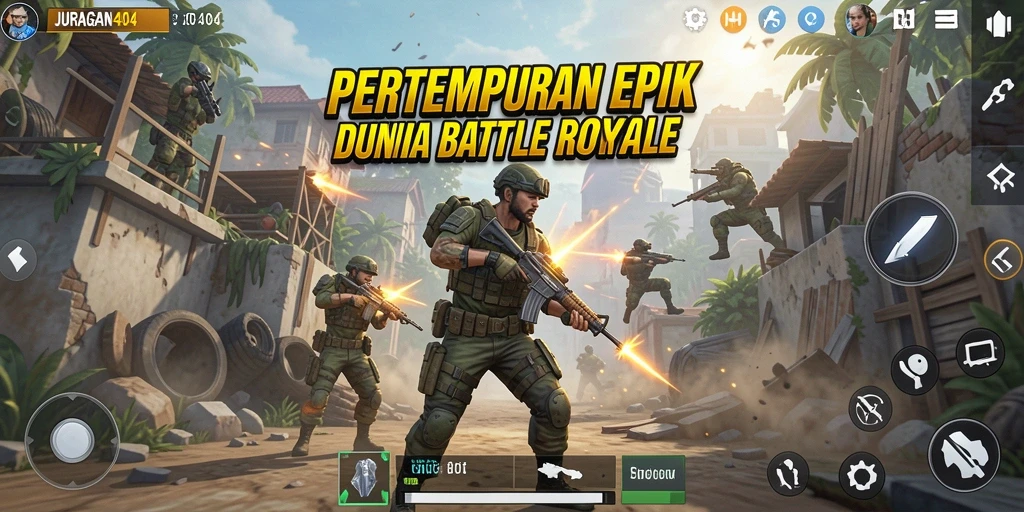 Screenshot mendebarkan dari pertempuran di JURAGAN404.