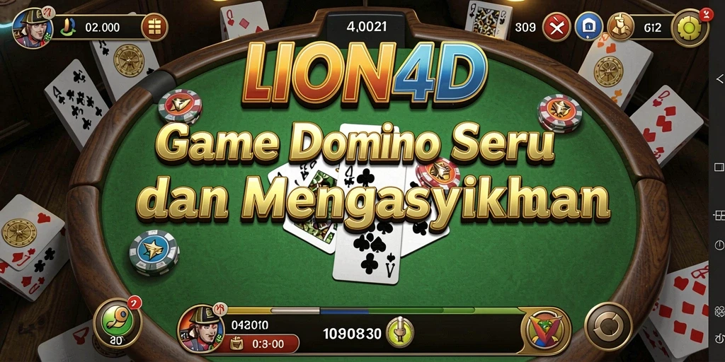 Screenshot gameplay LION4D menunjukkan pertarungan seru antar pemain Domino.