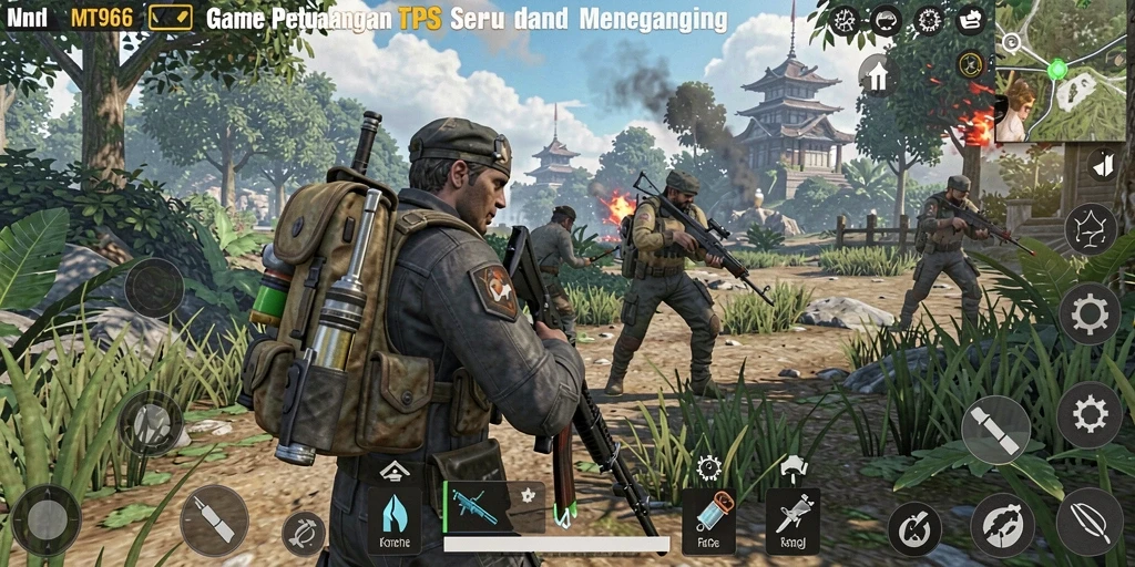 Tangkapan layar menunjukkan aksi seru gameplay TPS di MT966.