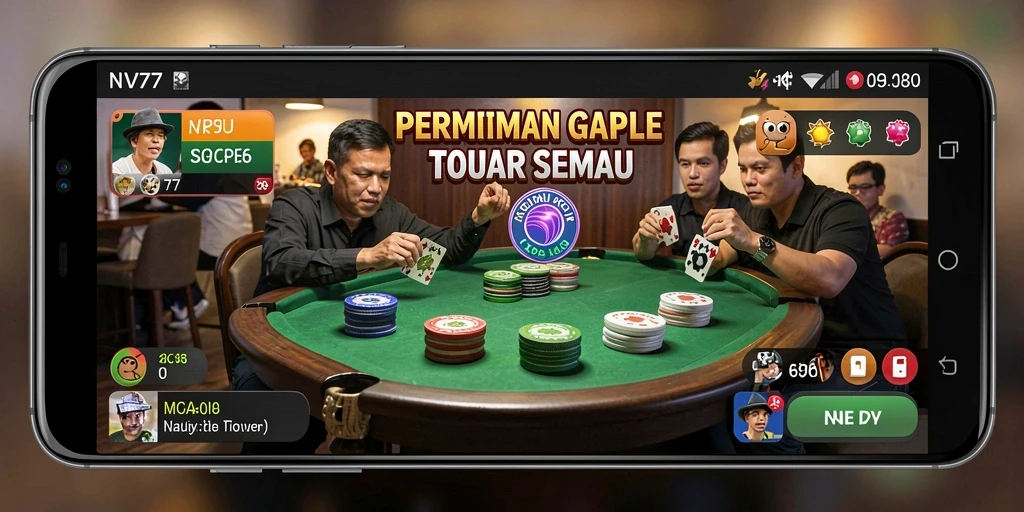 Tampilan gameplay Gaple yang interaktif di NV77.