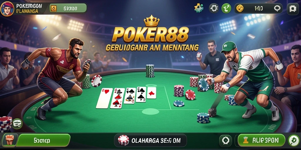 Screenshot utama POKER88 menampilkan aksi olahraga yang mendebarkan.
