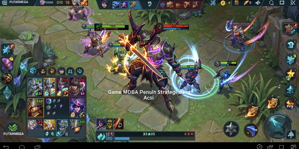 Gameplay seru PUTARMEGA dengan aksi strategis dan karakter unik.