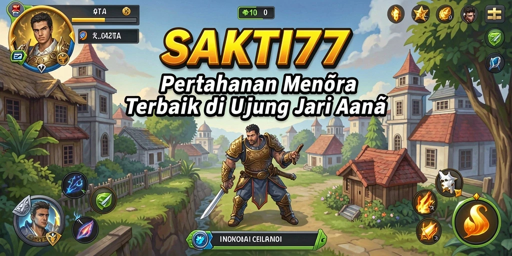 Screenshot utama SAKTI77 menampilkan gameplay Tower Defense yang mendebarkan.