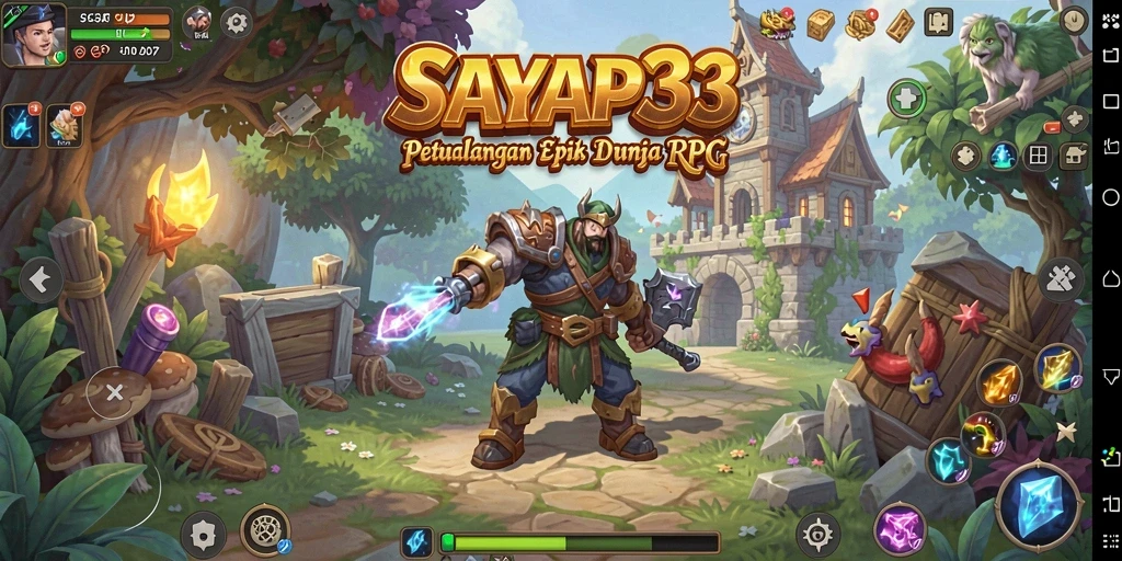 Tangkapan layar utama SAYAP33 menampilkan aksi seru dalam pertempuran RPG.