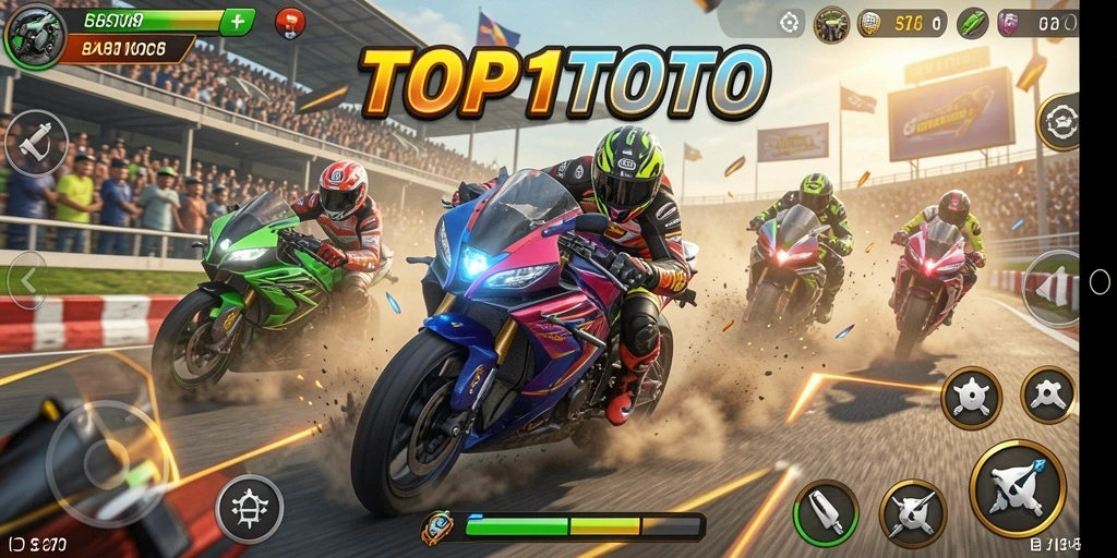 Gameplay seru dalam balapan motor yang mendebarkan.