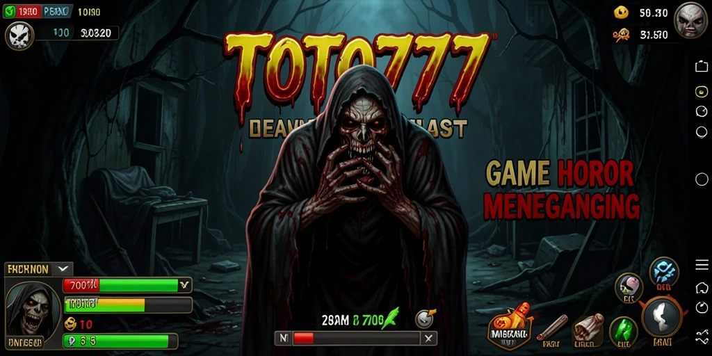 Screenshot gameplay TOTO777 dengan suasana horor yang mencekam.