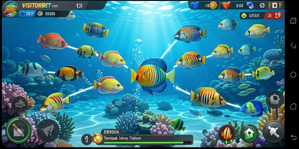 Tampilan gameplay seru dalam VISITORBET menembak ikan.